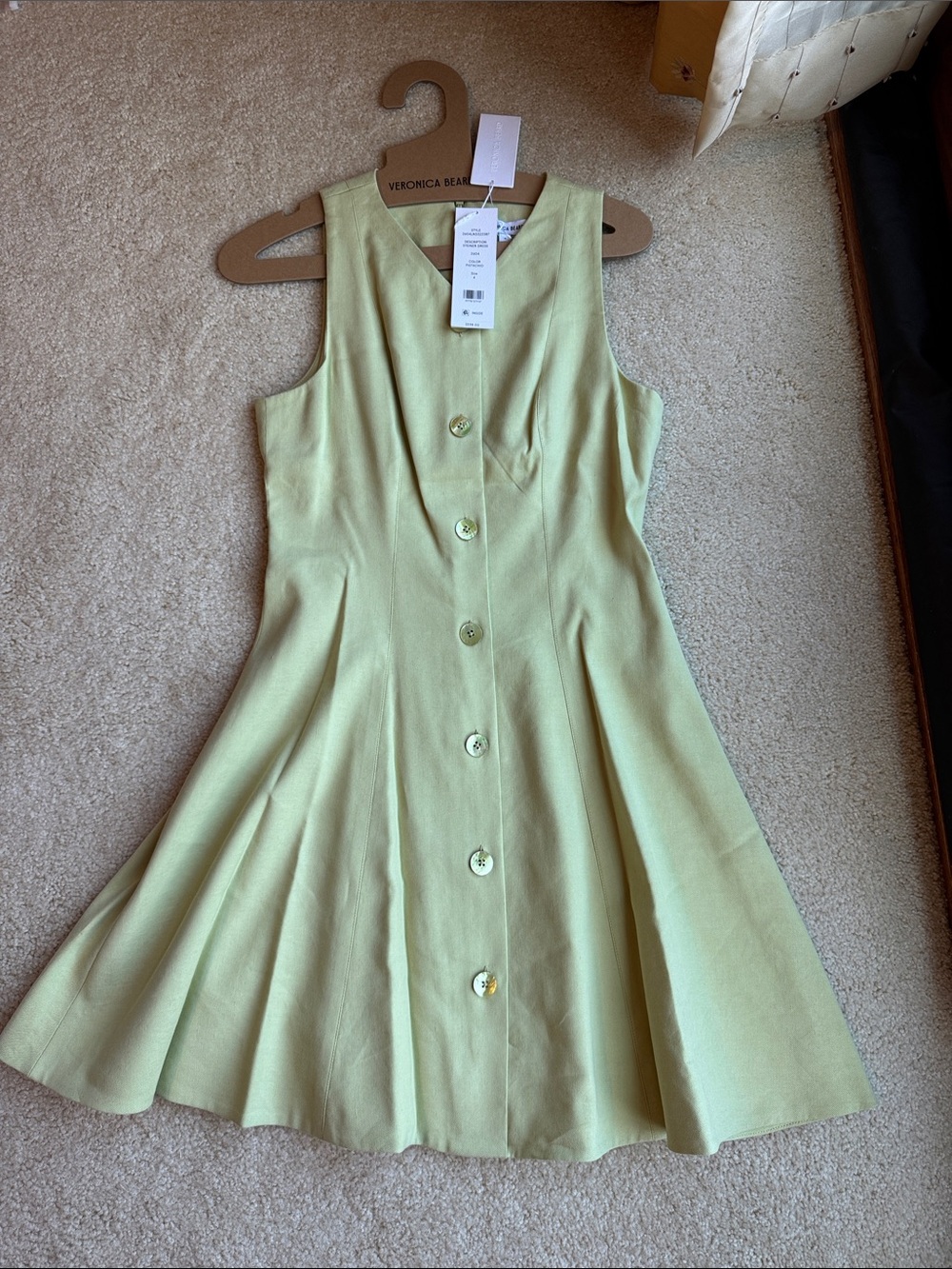 Veronica Beard Pale Green Sleeveless Button-Front Dress steiner pistachio
